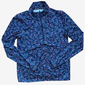 Puma Golf Ladies Micro Floral Cloudspun 1/4 Zip Pullover - Navy Sm